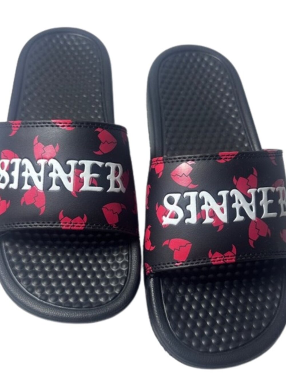 NWT Yours Truly by Phora “Sinner” Slide Sandals Black Red Size 42